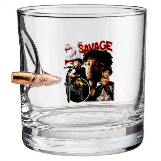 Discover Limited 21 Savage Vintage 90s Bullet Whiskey Glasses, Gift For Woman and Man Unisex Bullet Whiskey Glasses