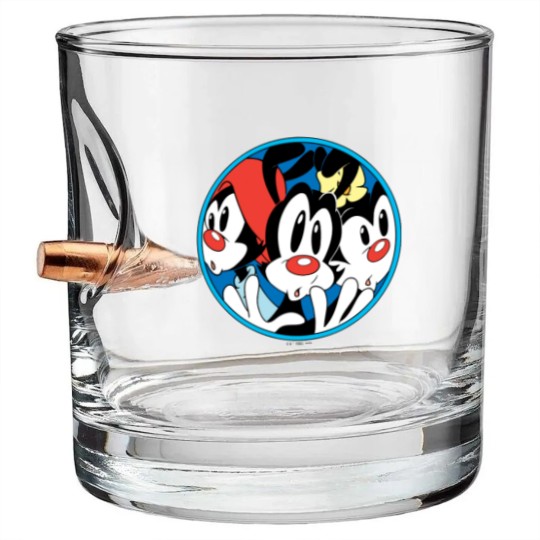 Discover Animaniacs | Warner Siblings Circle Graphic Bullet Whiskey Glasses