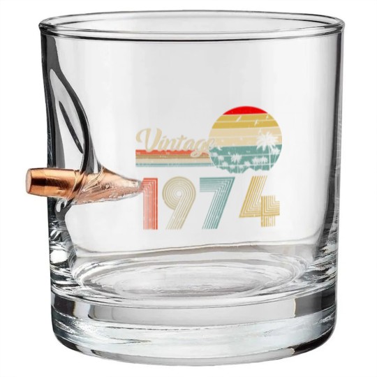 Discover Vintage 1974 Bullet Whiskey Glasses, 1974 Birthday Bullet Whiskey Glasses, 49th Birthday Bullet Whiskey Glasses