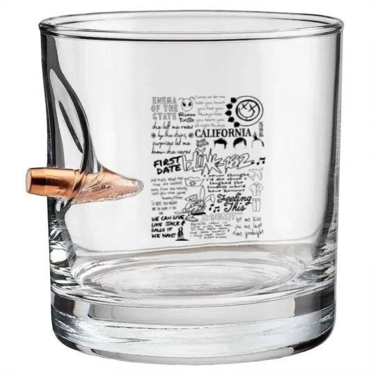 Discover B182 Bullet Whiskey Glasses, Blink -182 World Tour 2023, Pop-Punk Band Bullet Whiskey Glasses