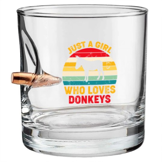Discover Just A Girl Who Loves Donkeys Retro Sunset Donkey Lovers Bullet Whiskey Glasses