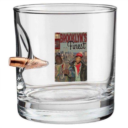 Discover Jay-z and Biggie - Brooklyns Finest Comic Book Art Bullet Whiskey Glasses