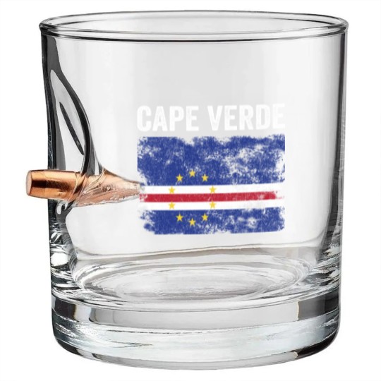 Discover Cape Verde Flag Distressed Bullet Whiskey Glasses