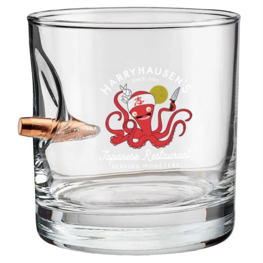 Discover Retro Octopus Chef Harryhausen's Japanese Restaurant Bullet Whiskey Glasses