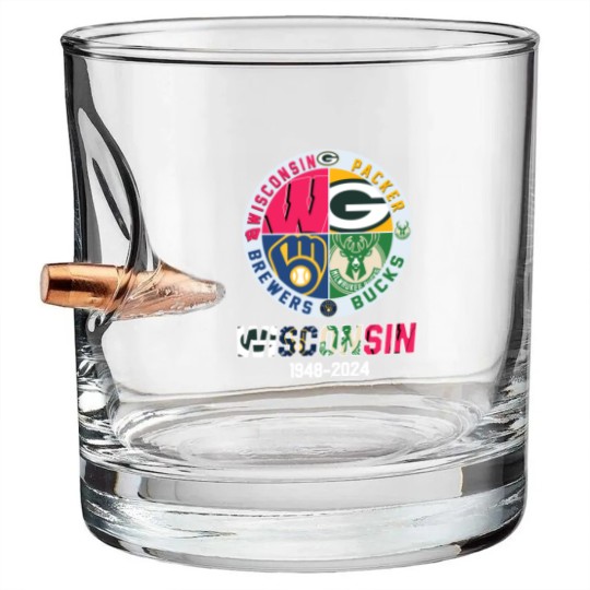 Discover Wisconsin And Packers And Brewers And Bucks Wisconsin Sport 1948 2024 Garden Flag Bullet Whiskey Glasses