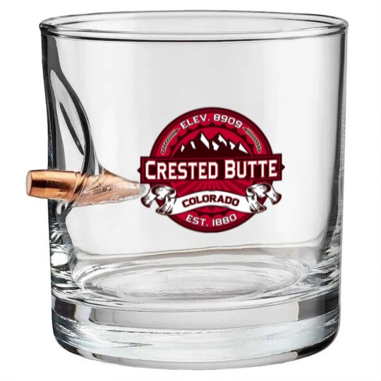 Discover Crested Butte Logo Bullet Whiskey Glasses