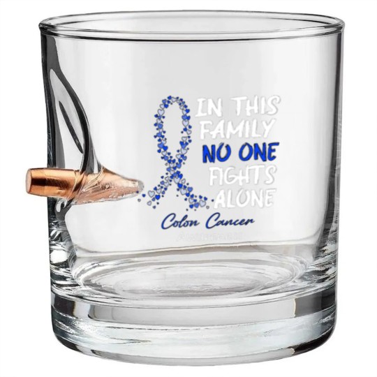 Discover Colon Cancer Awareness In This Family No One Fights Alone - Faith Hope Cure - Colon Cancer Awareness - Bullet Whiskey Glasses