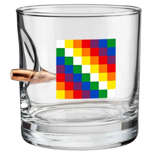 Discover wiphala flag symbol bolivia qullasuya incan banner t Bullet Whiskey Glasses