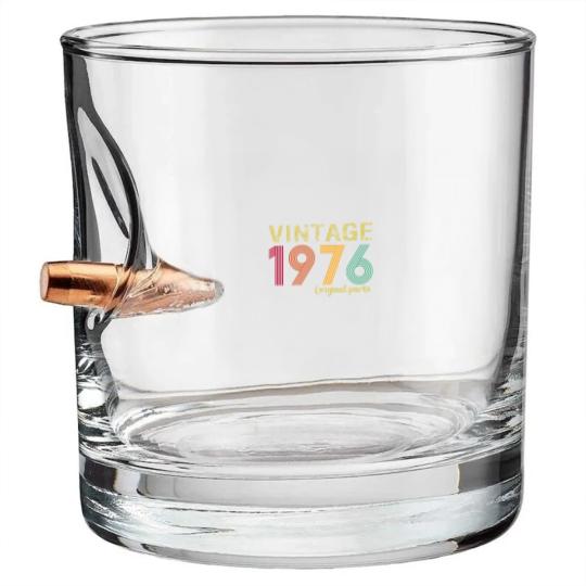 Discover 1976 Original Parts Bullet Whiskey Glasses, 47th Birthday Bullet Whiskey Glasses, Retro 1976