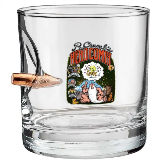 Discover 1988 R Crumb's Head Comix 20 Years Later Vintage Fritz the Cat Mr Natural Clic Counter Culture Comic Book Cartoonist Promo Bullet Whiskey Glasses