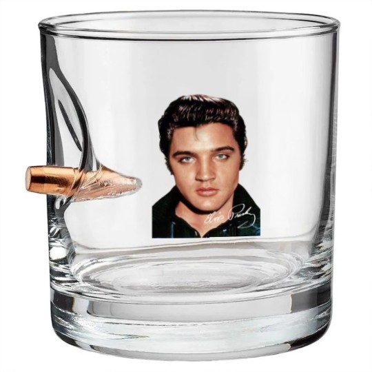 Discover Elvis Presley Signature Bullet Whiskey Glasses Short Sleeve Cotton White Women Men S to 5XL