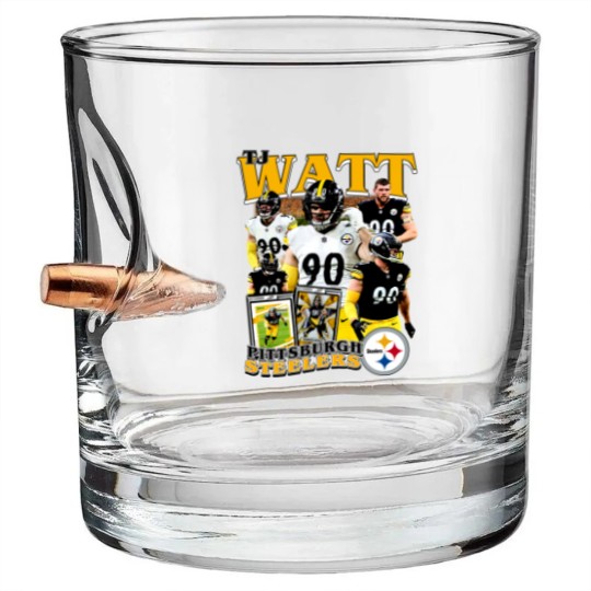 Discover Vintage 90s Graphic Style T. J. Watt Bullet Whiskey Glasses, Football Bullet Whiskey Glasses