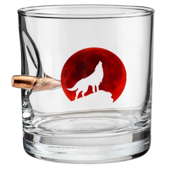 Discover Wolf Howling at Moon Bullet Whiskey Glasses