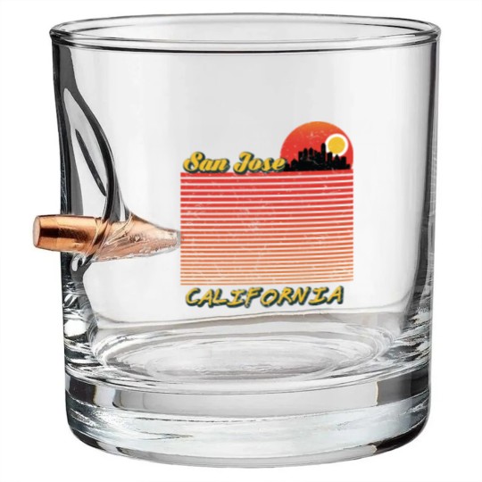 Discover Vintage San Jose City California Downtown Skyline Bullet Whiskey Glasses