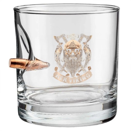 Discover her viking his shieldmaiden couple t Bullet Whiskey Glasses