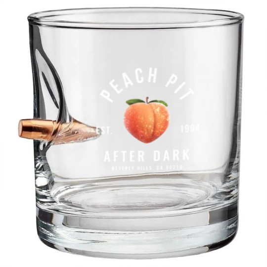 Discover Peach P After Dark - modern vintage logo - Peach P - Bullet Whiskey Glasses