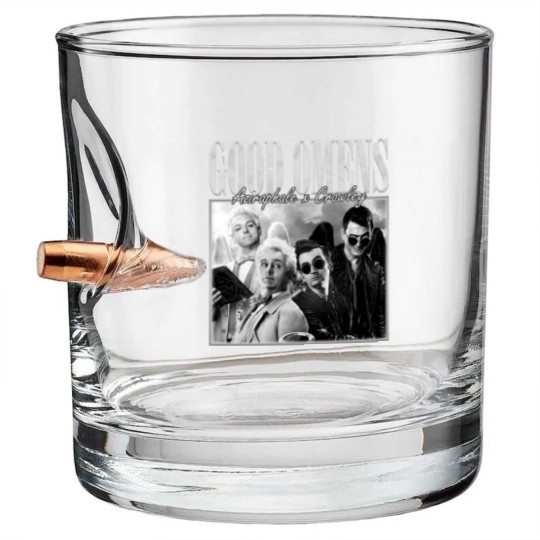 Discover Good Omens Movie Bullet Whiskey Glasses, Aziraphale 2023 Movie Bootleg Bullet Whiskey Glasses
