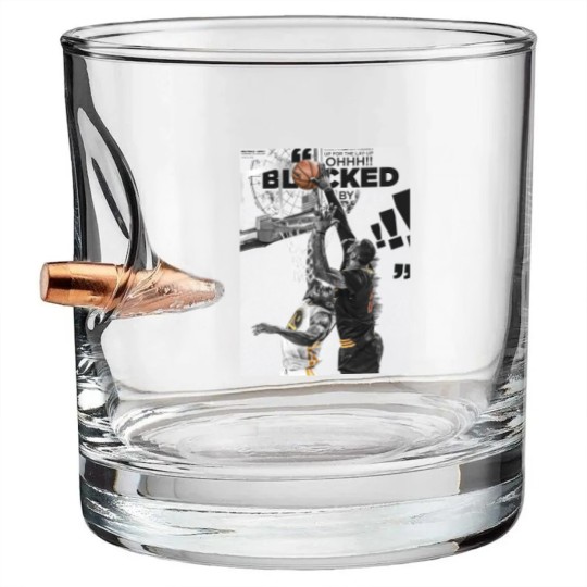 Discover LeBron James Chasedown Block Andre Iguodala Bullet Whiskey Glasses