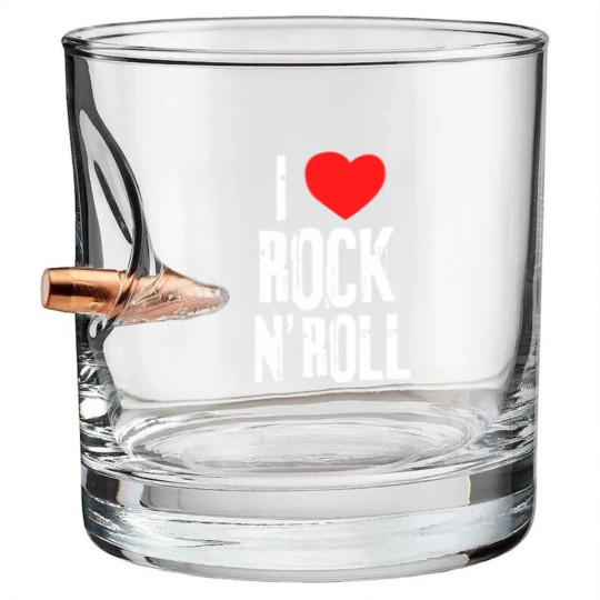 Discover i love rock roll band musician rock concert t Bullet Whiskey Glasses