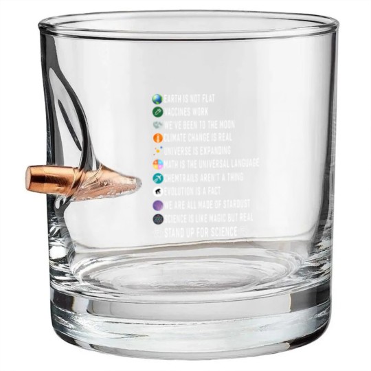 Discover Earth Is Not Flat Stand Up For Science Gift Women Men Bullet Whiskey Glasses
