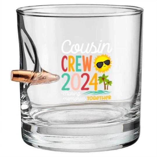 Discover Cousin Crew 2023 Summer Vacation Beach Family Trip Matching Bullet Whiskey Glasses
