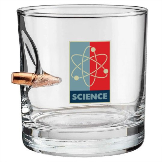 Discover Science red blue atom Bullet Whiskey Glasses