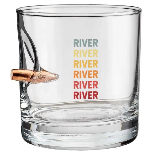 Discover River Name Vintage Retro Gift Called River - River - Bullet Whiskey Glasses