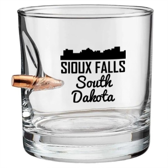 Discover Sioux Falls South Dakota Skyline Bullet Whiskey Glasses