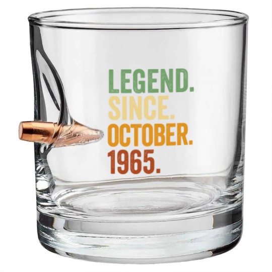 Discover Retro 1965 Birthday October Born Legend Since 1965 Bullet Whiskey Glasses