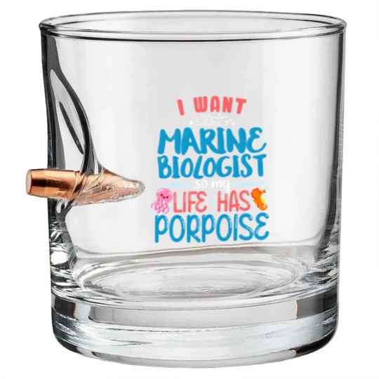 Discover Marine Biology Future Marine Biologist Gift Saying Bullet Whiskey Glasses