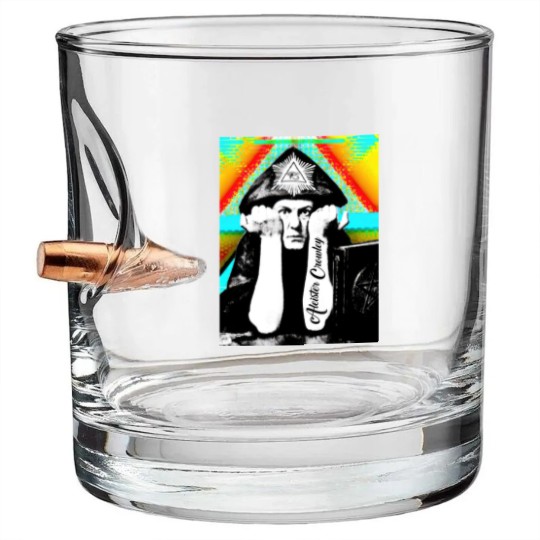 Discover Aleister Crowley Psychedelic Art Print Design - Aleister Crowley - Bullet Whiskey Glasses