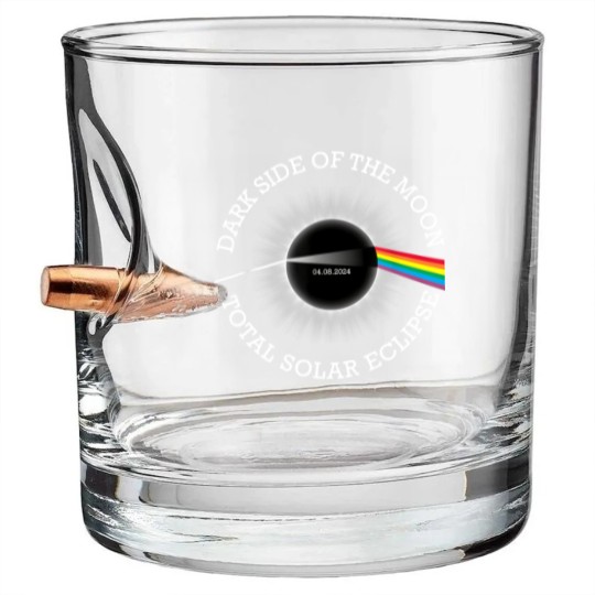 Discover Total Solar Eclipse 04 08 24 Rainbow Totality Dark Side Moon Bullet Whiskey Glasses