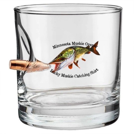 Discover Minnesota Muskie Fishing Opener Bullet Whiskey Glasses