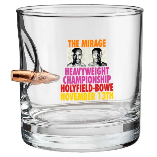 Discover Vtg Evander Holyfield Riddick Bowe Mens Boxing Bullet Whiskey Glasses