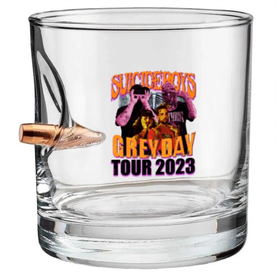 Discover Suicideboys Rap Bullet Whiskey Glasses, Grey Day 2023 World Tour Vintage 90s