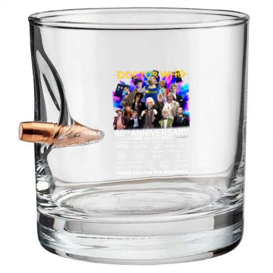 Discover Doctor Who 60th Anniversary 1963-2023 Signature Thank You Bullet Whiskey Glasses