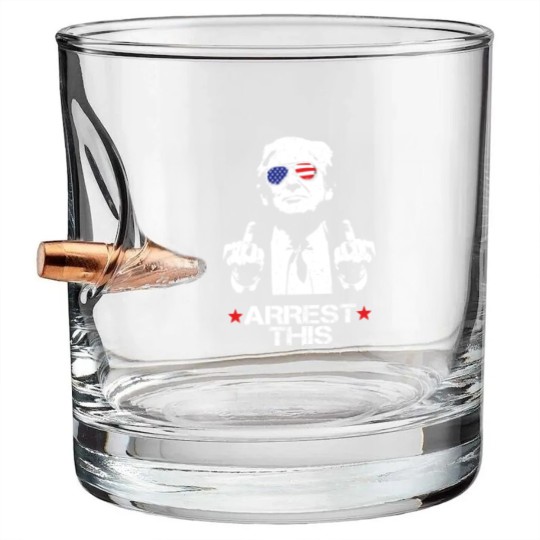 Discover Donald Trump Arrest This Funny Bullet Whiskey Glasses 2024 Elections - Adults and Kids