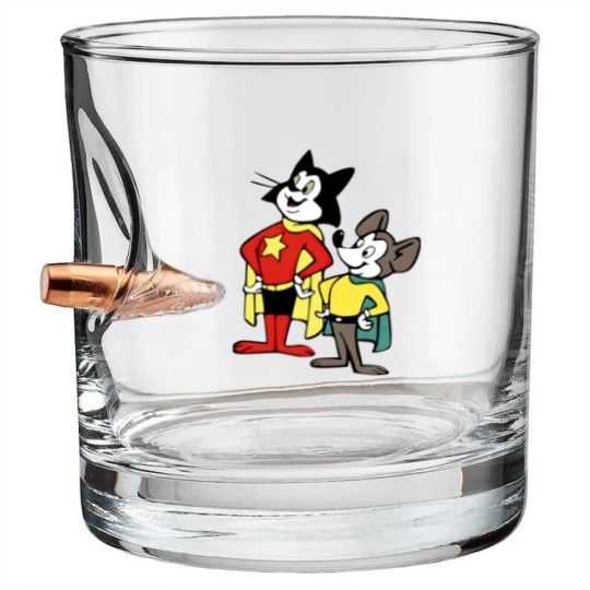 Discover Courageous Cat with Minute Mouse Bullet Whiskey Glasses