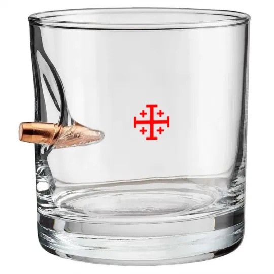 Discover Jerusalem Cross - Red - No Background Bullet Whiskey Glasses