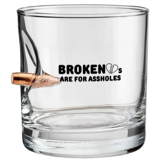 Discover Broken Hearts Are For Assholes Frank Zappa (in black letters & black heart version) Bullet Whiskey Glasses
