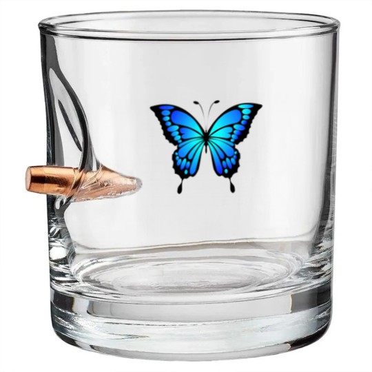 Discover blue butterfly Bullet Whiskey Glasses