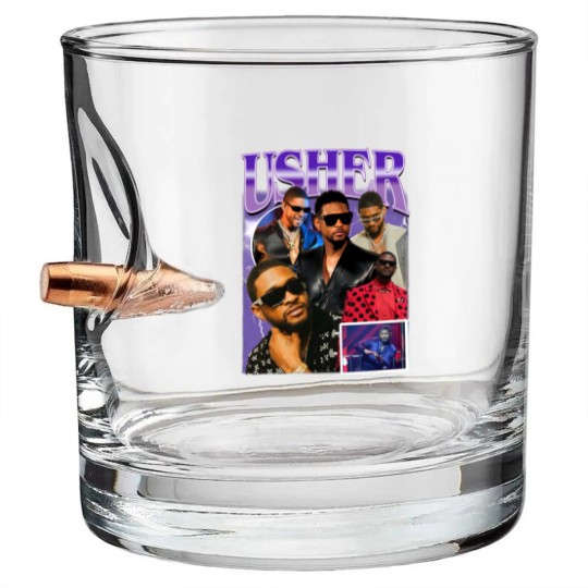 Discover Limted Rapper Usher Bullet Whiskey Glasses, Vintage Usher 90s Bullet Whiskey Glasses, Retro Usher Graphic Bullet Whiskey Glasses