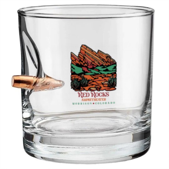 Discover red rocks amphitheater morrison colorado poster art Bullet Whiskey Glasses