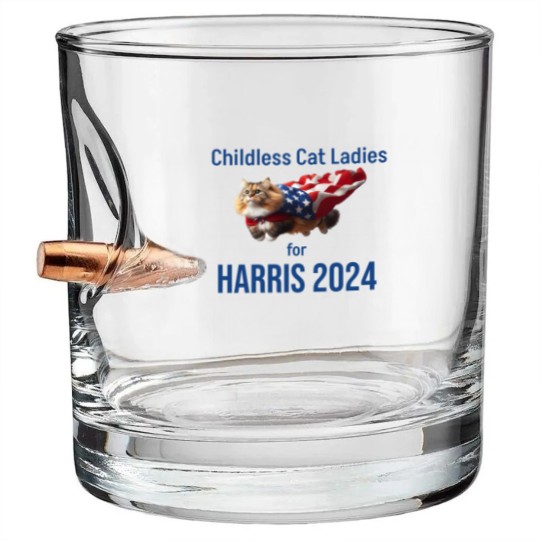 Discover Childless Cat Ladies for Harris 2024 Bullet Whiskey Glasses