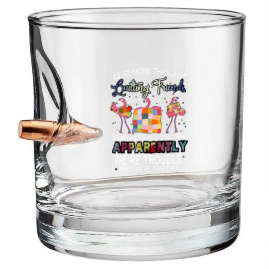 Discover were more than just quilting friends flamingo quilting Bullet Whiskey Glasses