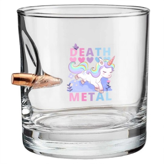 Discover Death Metal Adorable Unicorn rainbow Bullet Whiskey Glasses