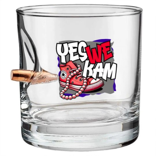 Discover Kamala Harris , Yes We Kam, red white and blue, Bullet Whiskey Glasses