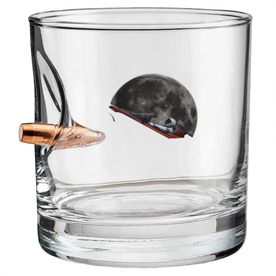 Discover Spacex Starman In Orbit Around The Moon - Spacex - Bullet Whiskey Glasses