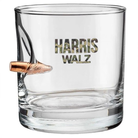 Discover Kamala Harris Walz Election 2024 Bullet Whiskey Glasses, Camouflage, Hunters white