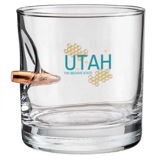 Discover Utah The Beehive State Bee - Utah - Bullet Whiskey Glasses
